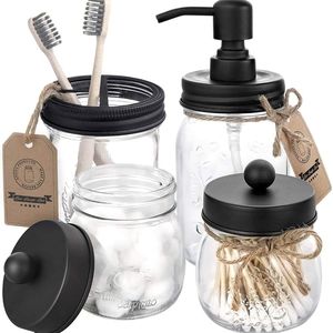 NEW Mason Jar Bathroom Accessories Set 4 Pcs
